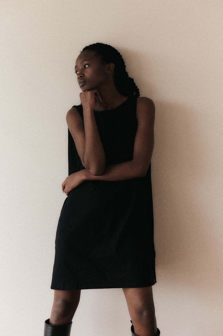 MUUV. rochie din bumbac #skategirl culoarea negru, mini, oversize