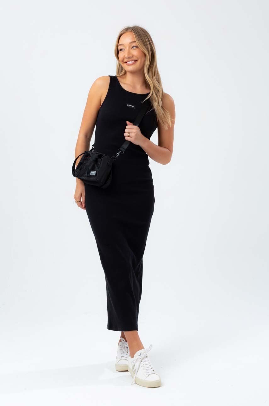 Hype sukienka bawełniana kolor czarny maxi dopasowana