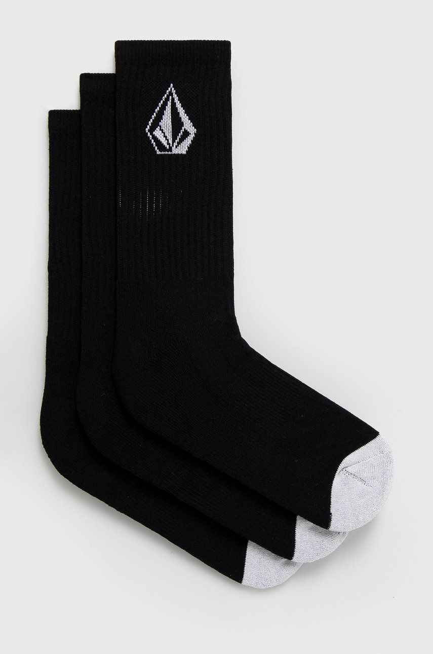 Ponožky Volcom (3-pack) pánské, černá barva - černá -  53% Bavlna