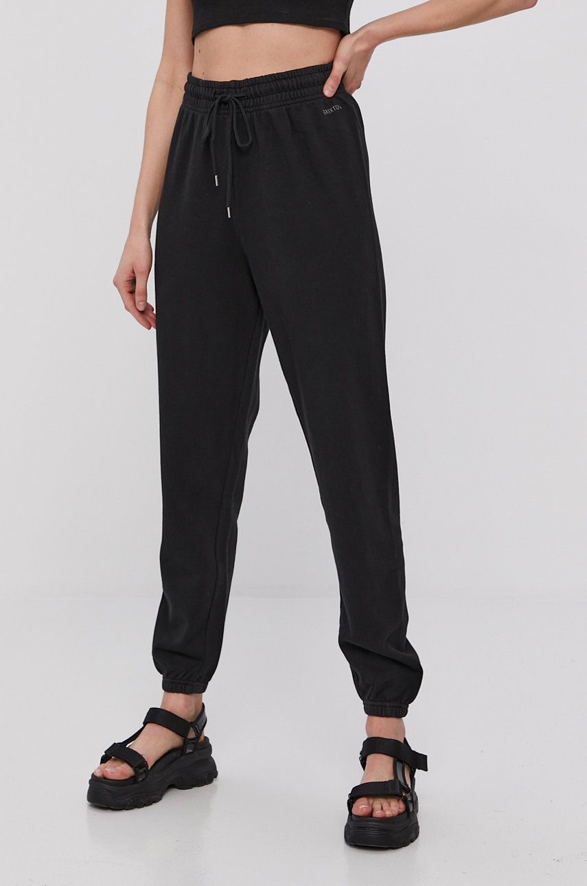 Brixton Pantaloni femei, culoarea negru, material neted