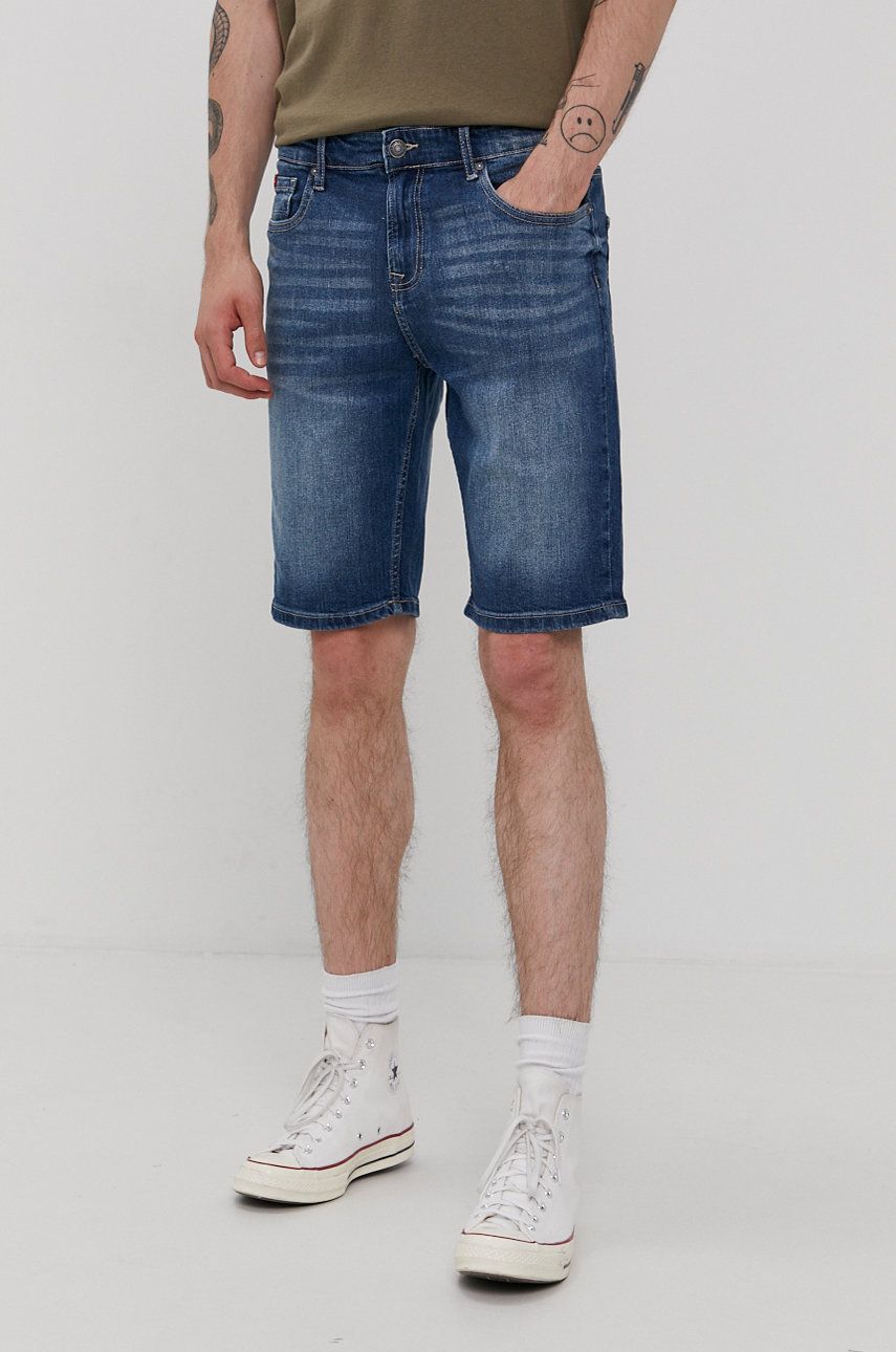 Lee Cooper Pantaloni scurți jeans bărbați, culoarea albastru marin
