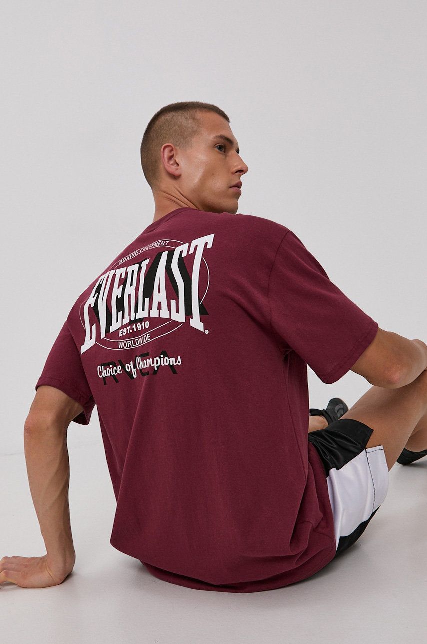 RVCA Tricou din bumbac X Everlast culoarea bordo, cu imprimeu