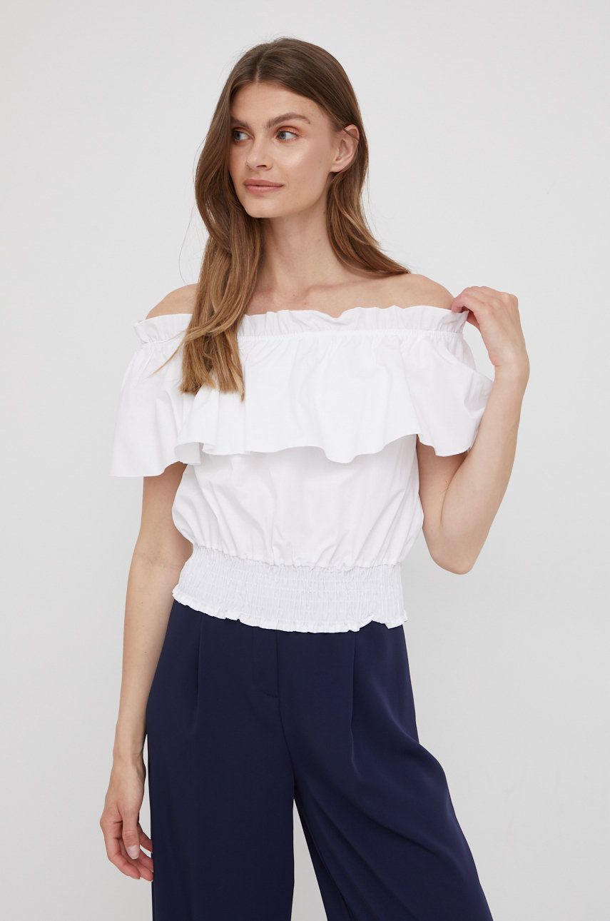 XT Studio bluza din bumbac femei, culoarea alb, neted imagine reduceri black friday 2021 answear.ro
