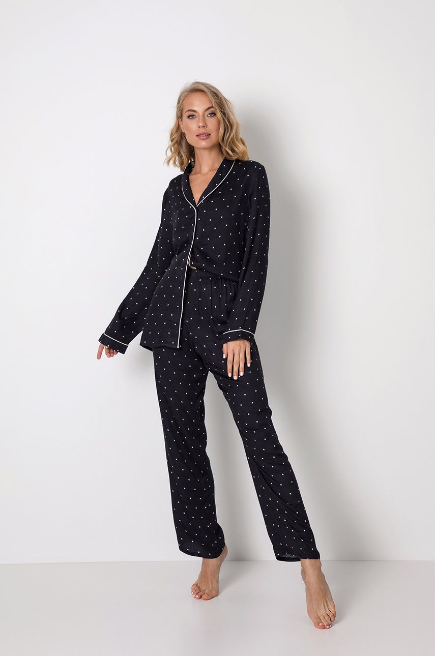 Aruelle pijama femei, culoarea negru answear.ro