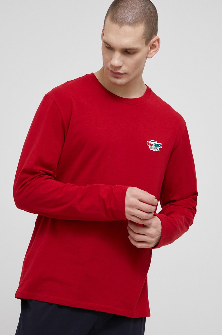 

Пижама Lacoste мужская цвет красный однотонная