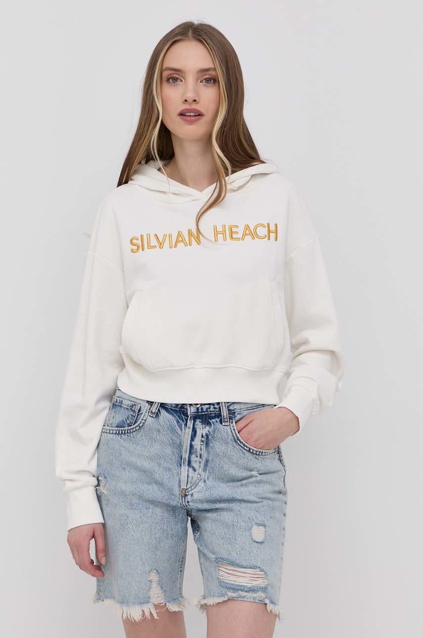 Silvian heach hanorac de bumbac femei, culoarea bej, cu imprimeu