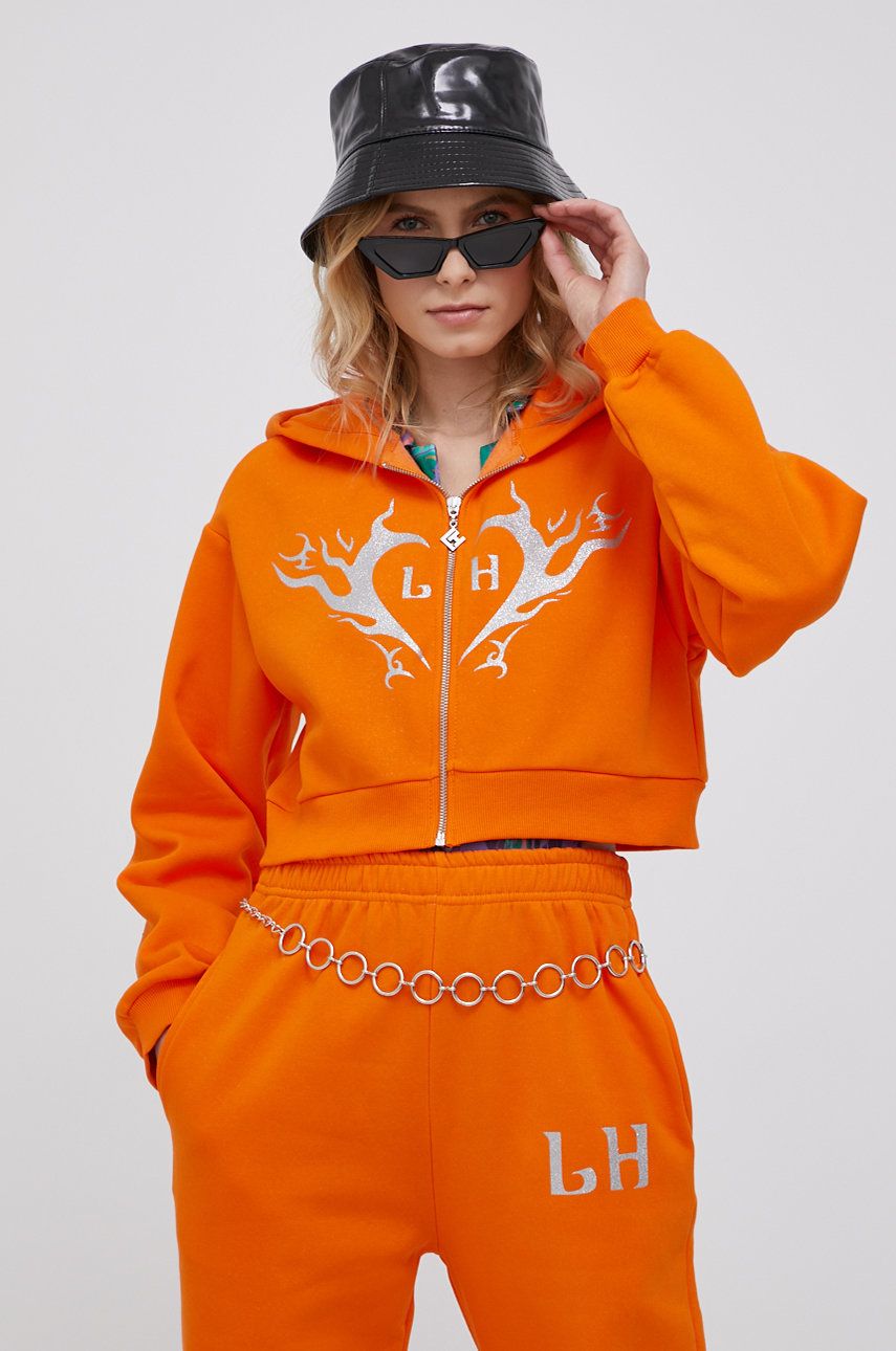 Local Heroes bluza femei, culoarea portocaliu, cu imprimeu answear.ro