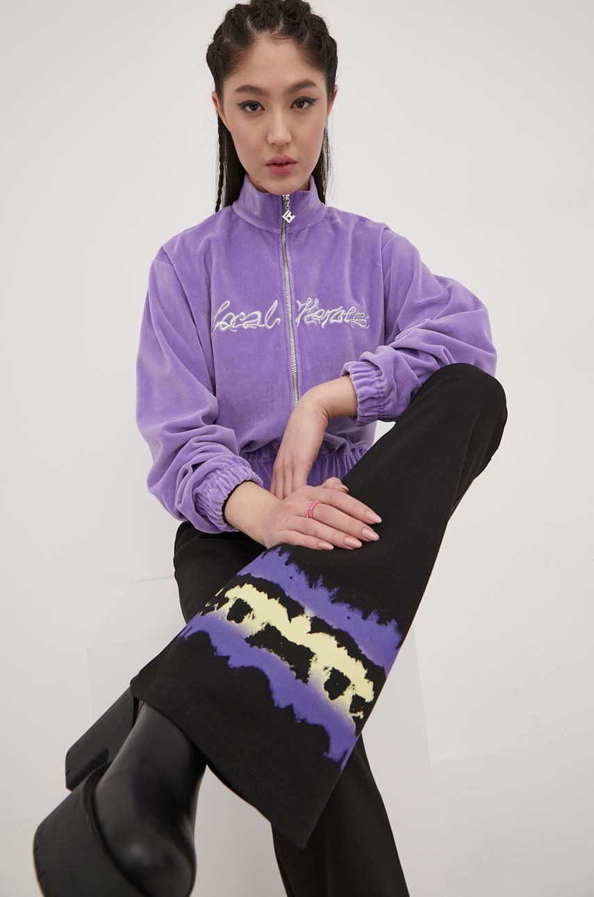 Local Heroes bluza femei, culoarea violet, cu imprimeu answear.ro
