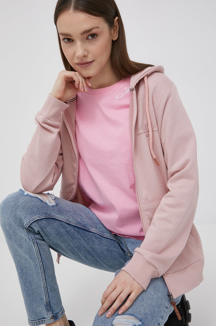 

Суичър Cross Jeans дамска в розово с изчистен дизайн, Розов