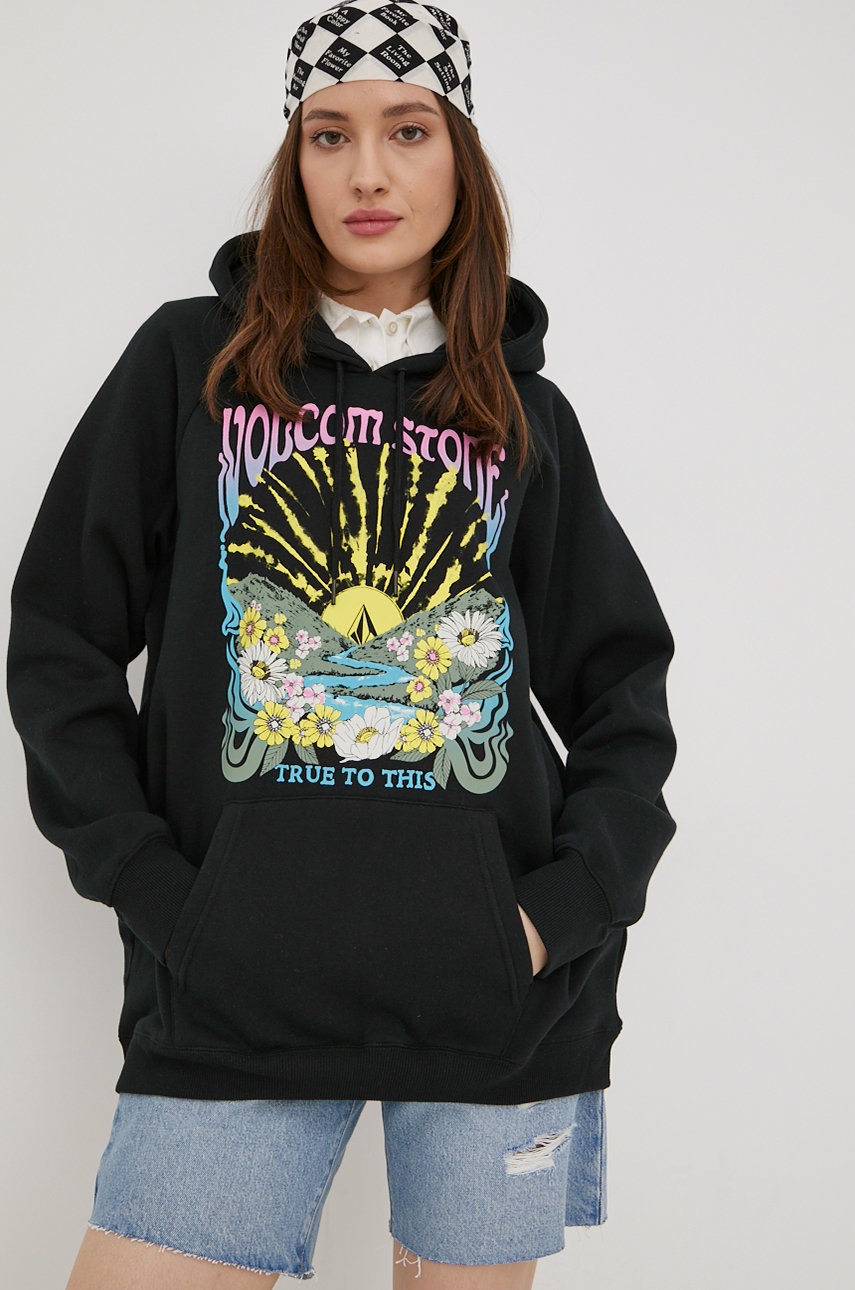 

Кофта Volcom женская цвет чёрный с принтом