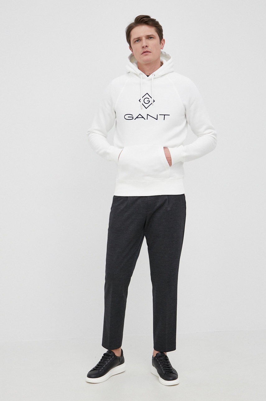 

Кофта Gant чоловіча колір білий з аплікацією