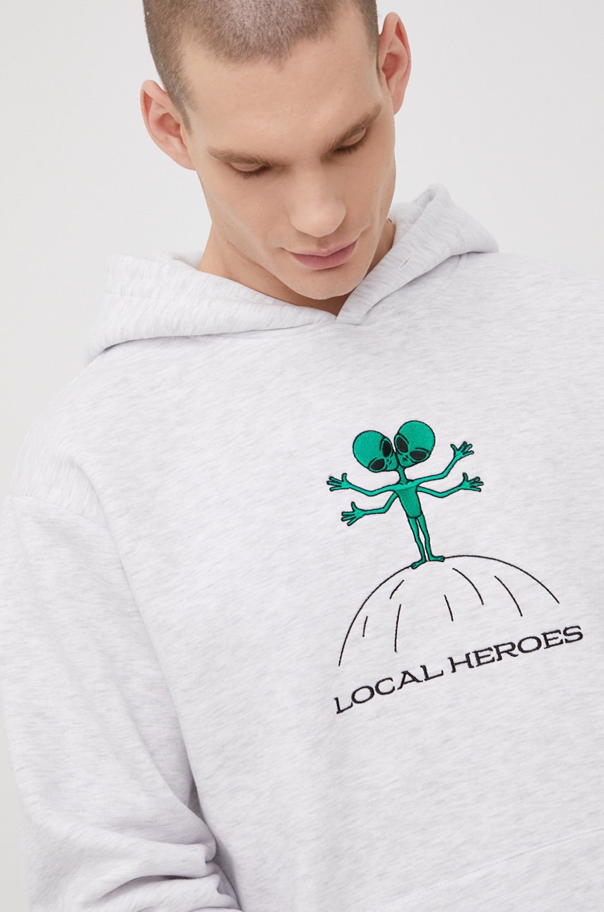 

Суичър Local Heroes мъжка в сиво с апликация, Сив