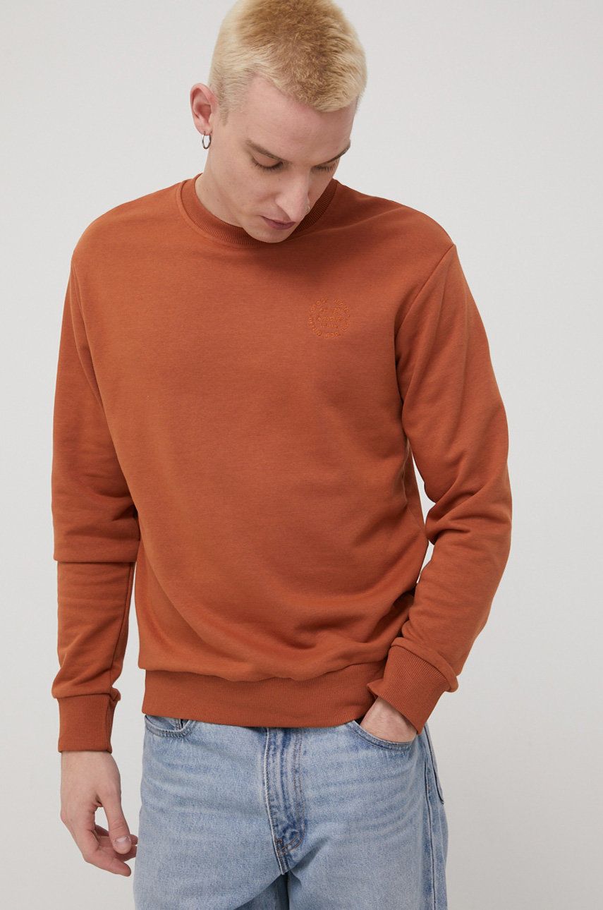 Cross Jeans bluza barbati, culoarea maro, neted 2022 ❤️ Pret Super answear imagine noua 2022