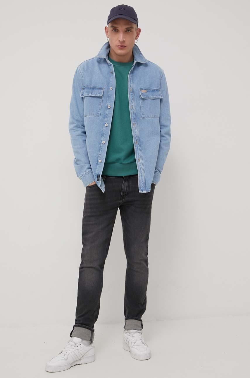 

Кофта Cross Jeans чоловіча колір зелений однотонна