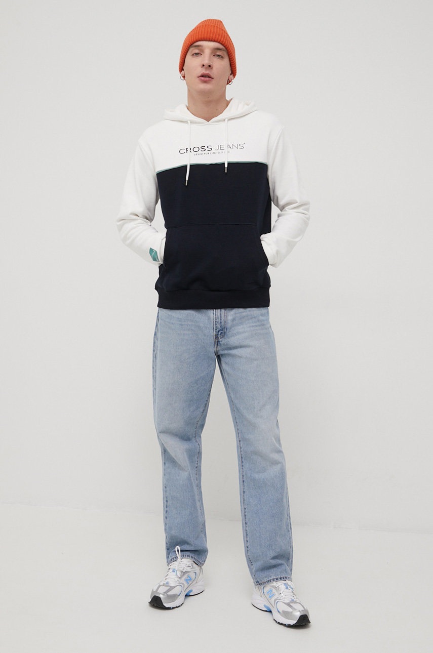 

Кофта Cross Jeans мужская цвет белый с принтом