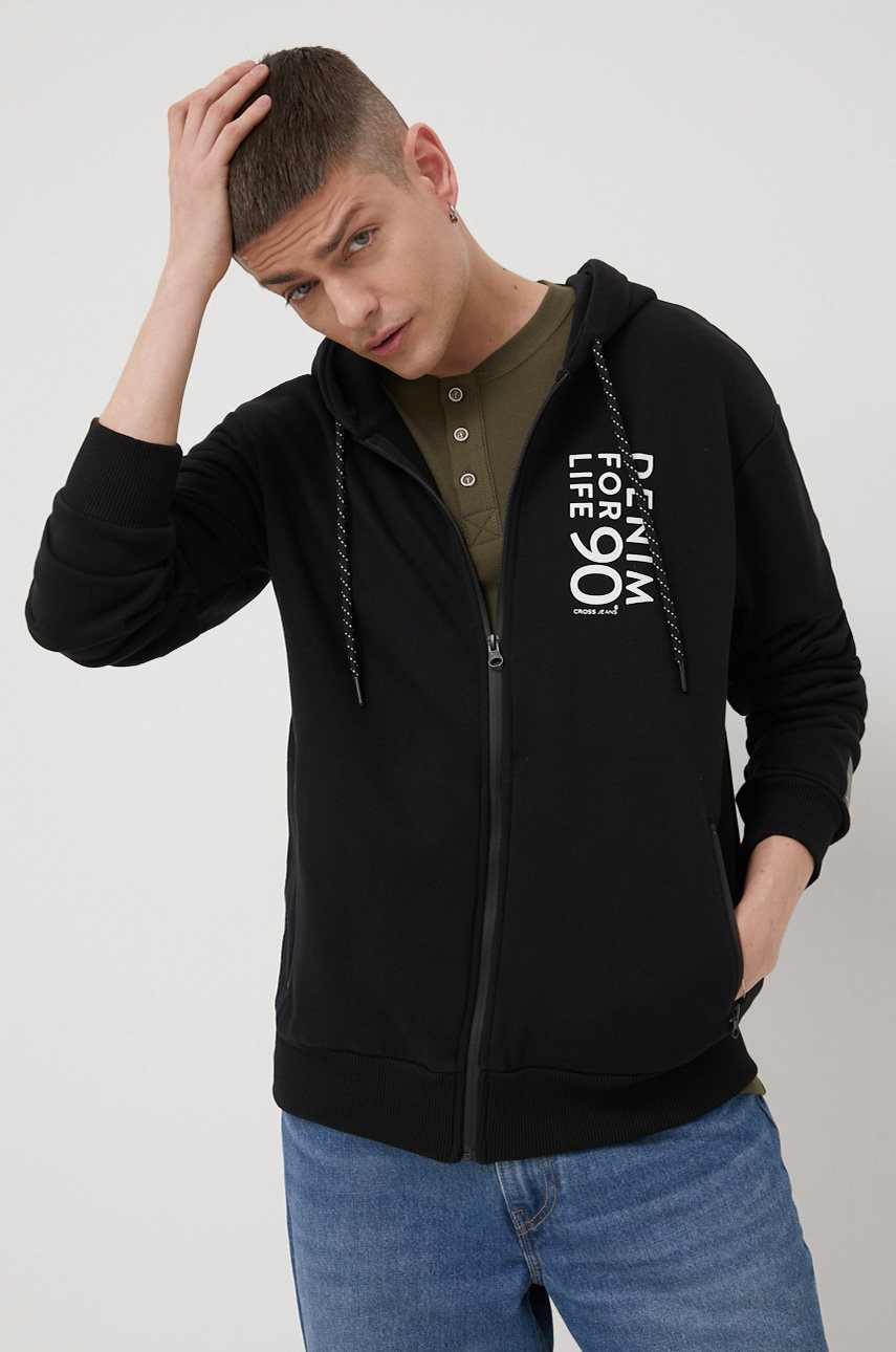 

Суичър Cross Jeans мъжки в черно с принт, Черен