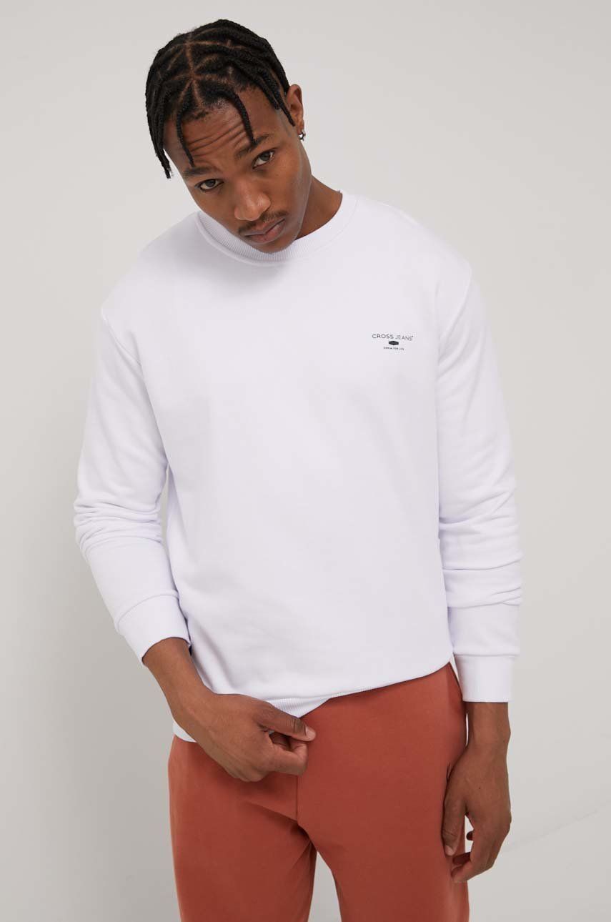 Cross Jeans bluza barbati, culoarea alb, cu imprimeu 2023 ❤️ Pret Super answear imagine noua 2022