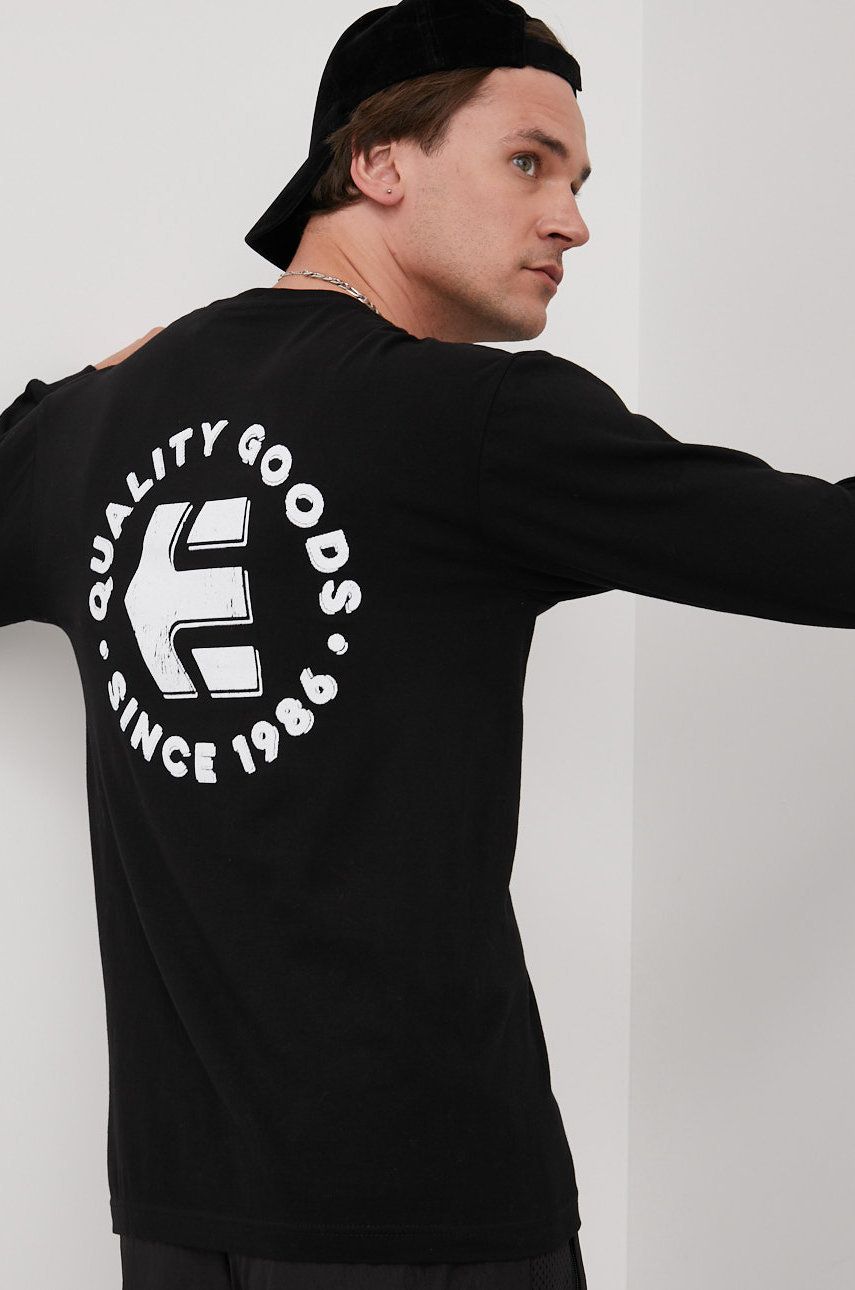 Etnies longsleeve bawełniany kolor czarny z nadrukiem