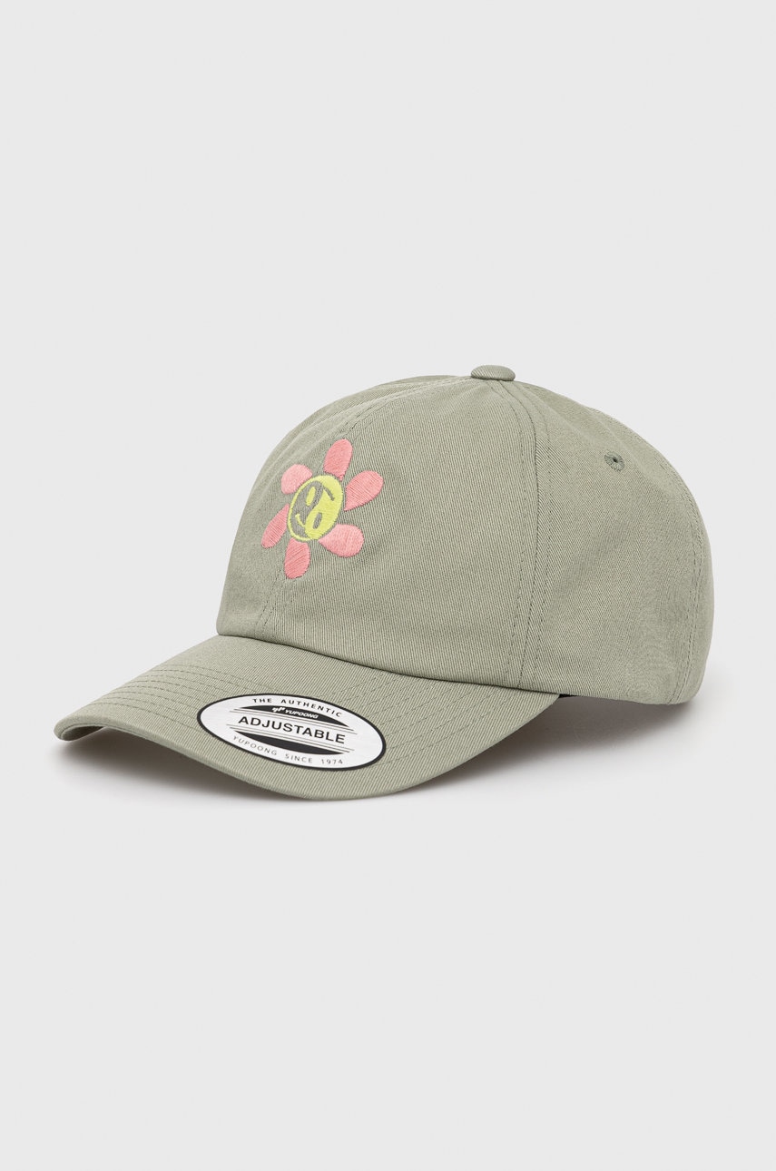 Volcom caciula din bumbac culoarea verde, cu imprimeu