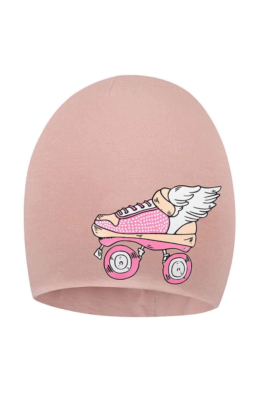 Broel czapka dwustronna dziecięca Claretta kolor różowy z cienkiej dzianiny