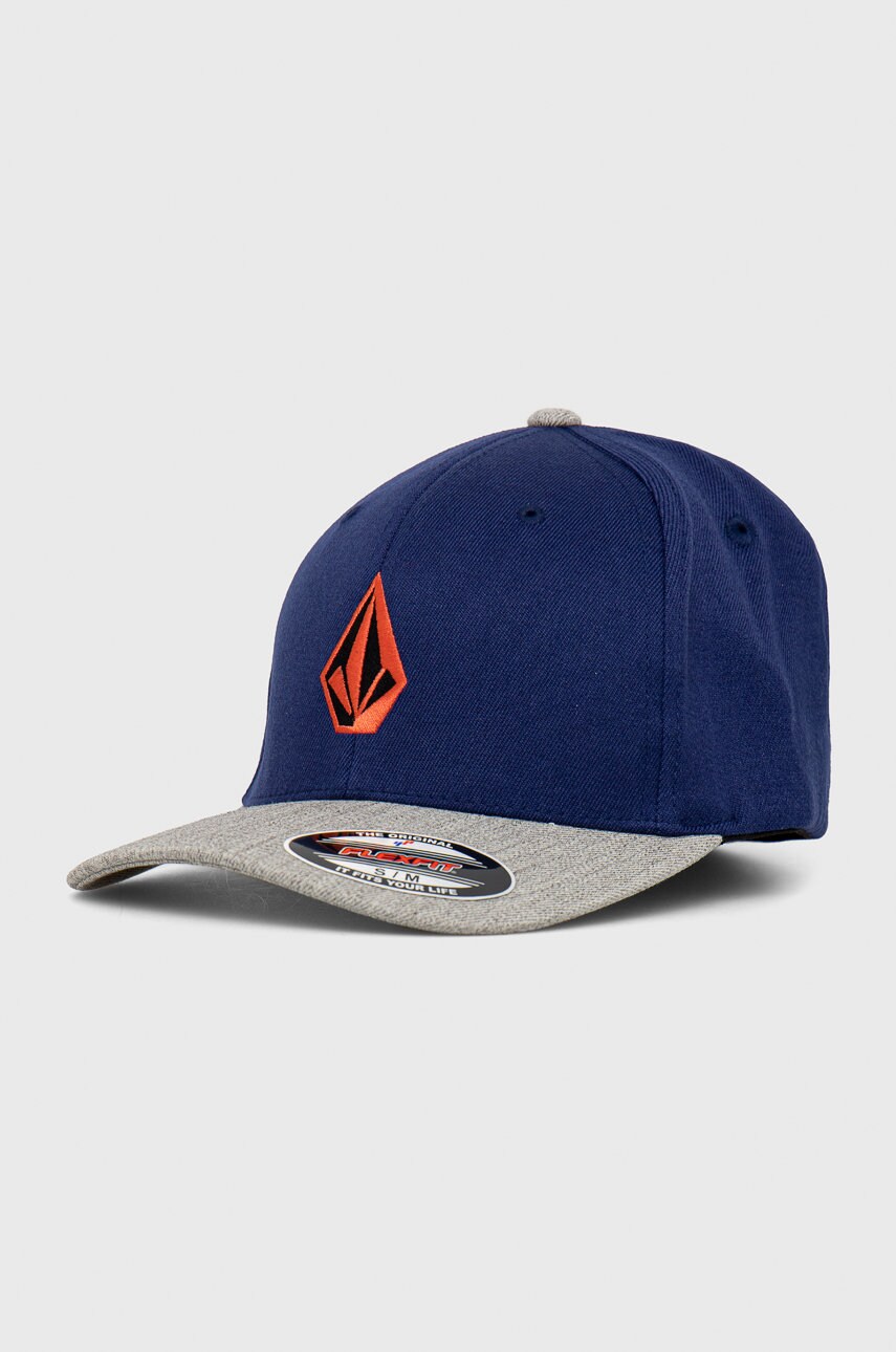 Volcom caciula culoarea albastru marin, cu imprimeu