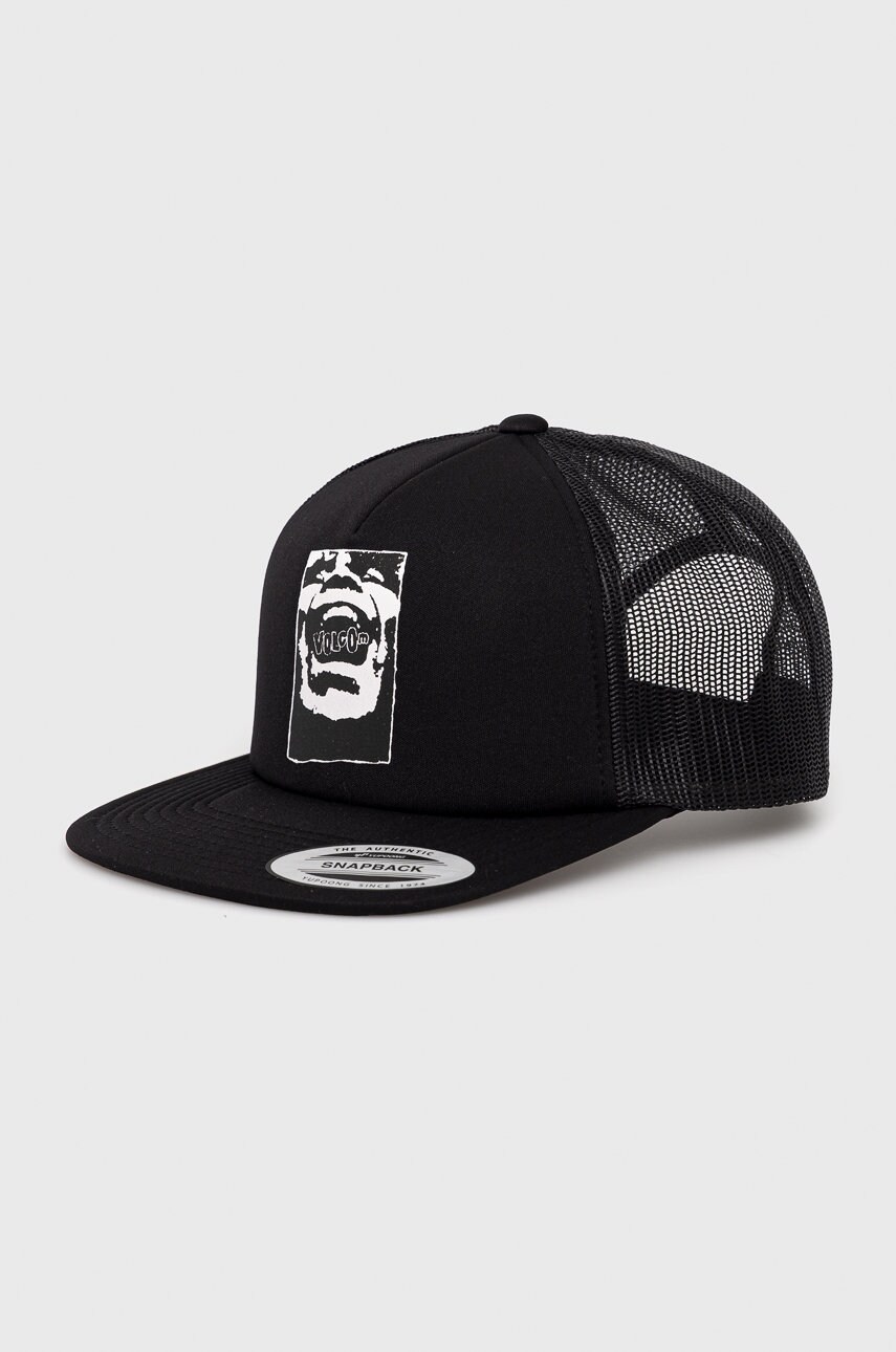 

Шапка Volcom в черно с принт, Черен