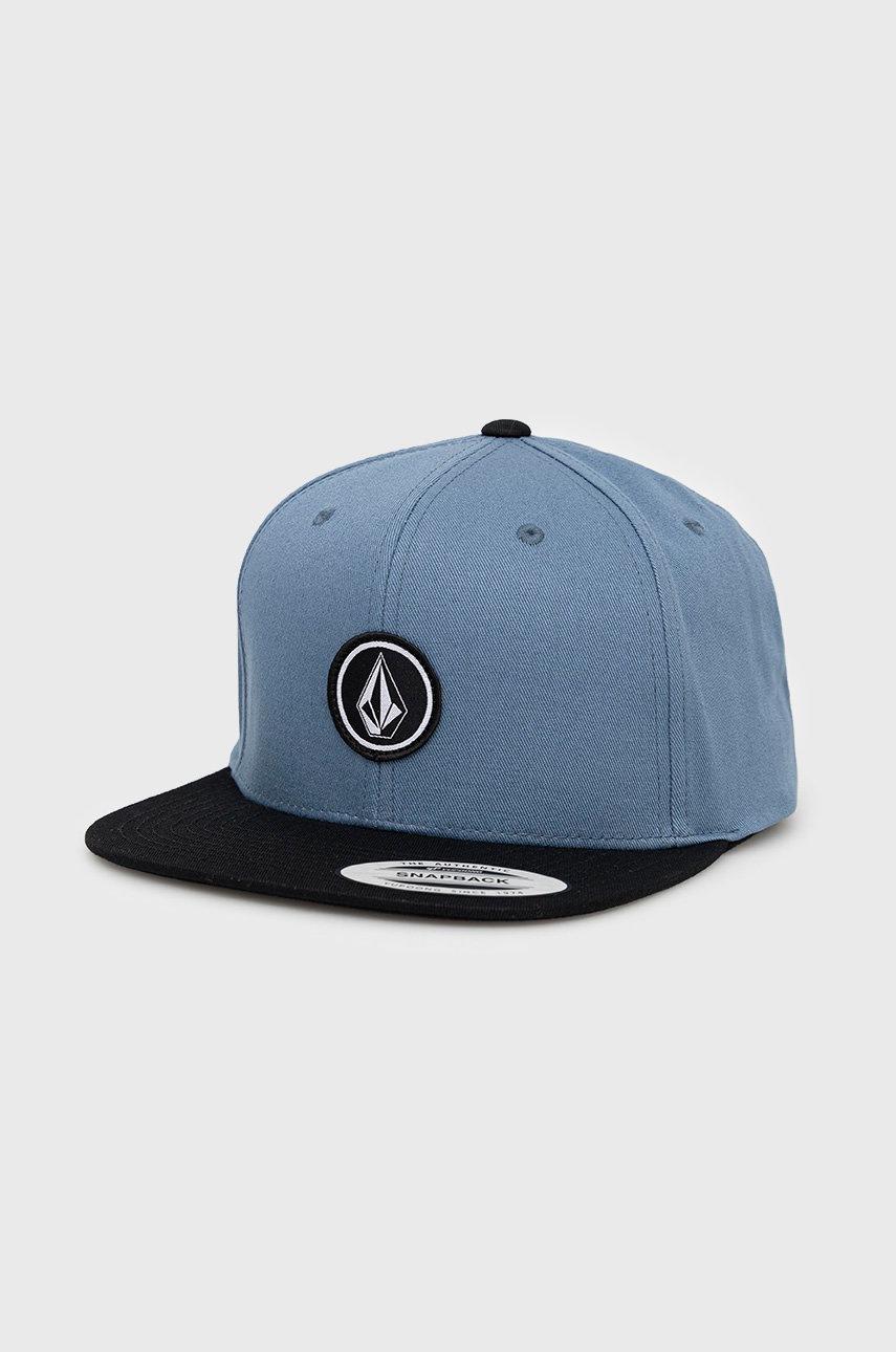 

Памучна шапка Volcom с апликация, Син