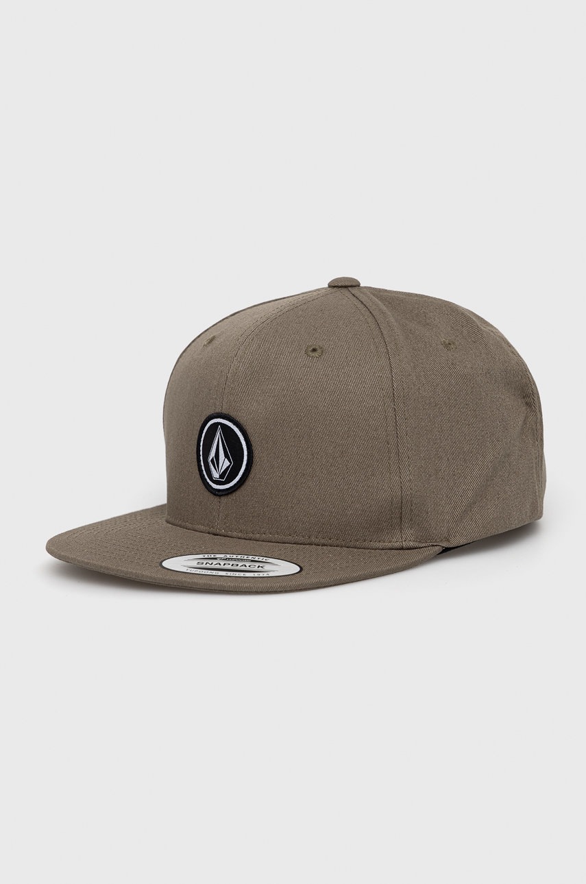 

Памучна шапка Volcom в зелено с апликация, Зелен