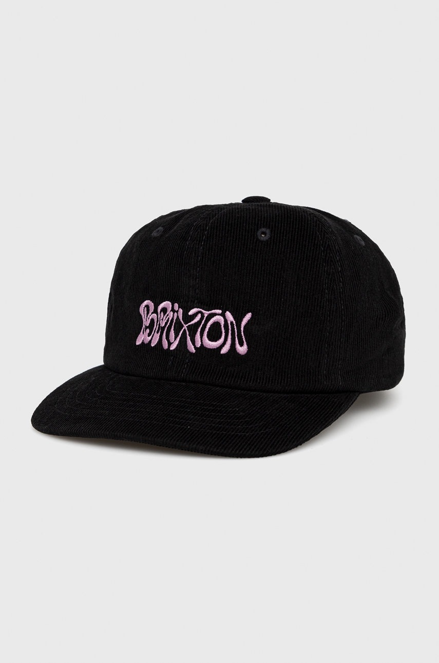 

Памучна шапка Brixton в черно с апликация, Черен