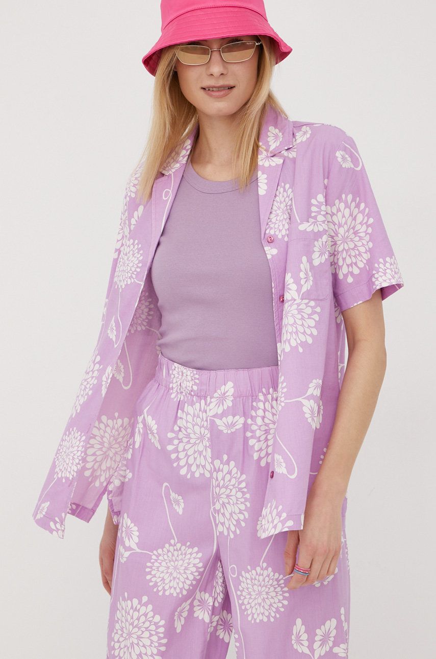 Košile Brixton dámská, fialová barva, regular, s klasickým límcem