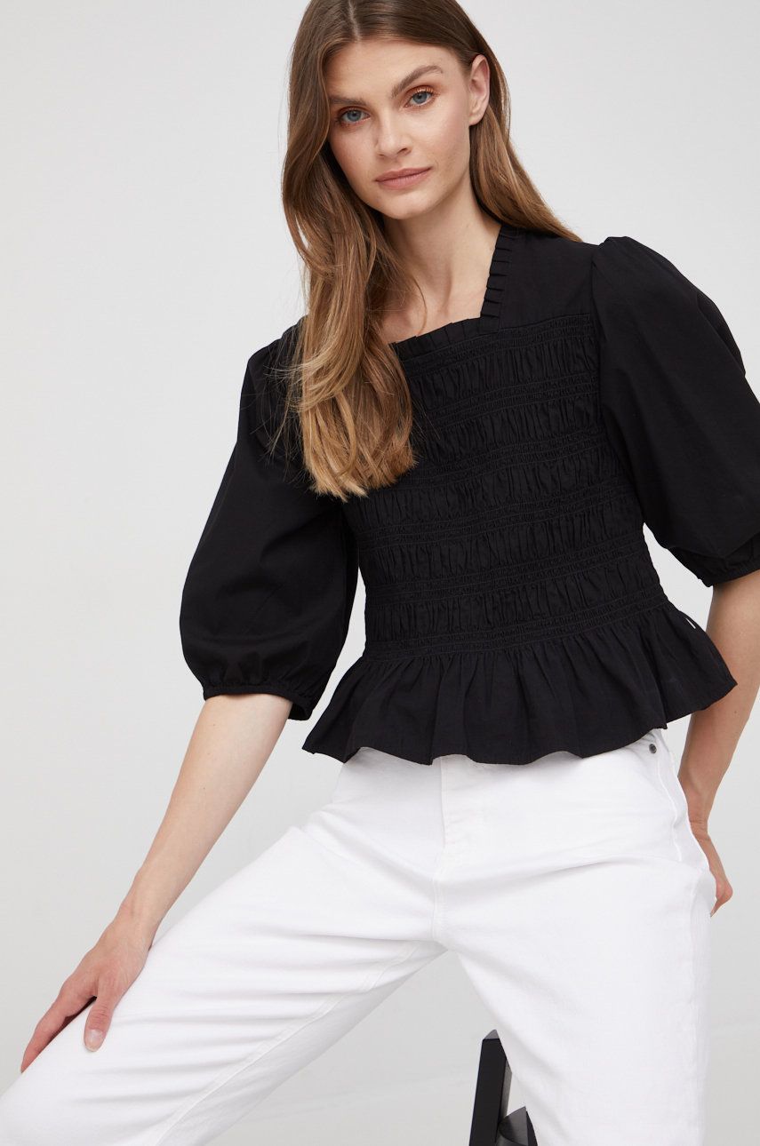 Lee Cooper bluzka bawełniana damska kolor czarny gładka
