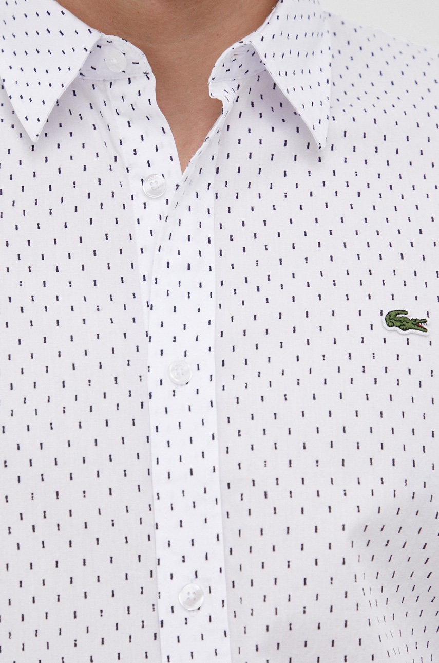 

Бавовняна сорочка Lacoste чоловіча колір білий slim класичний комір