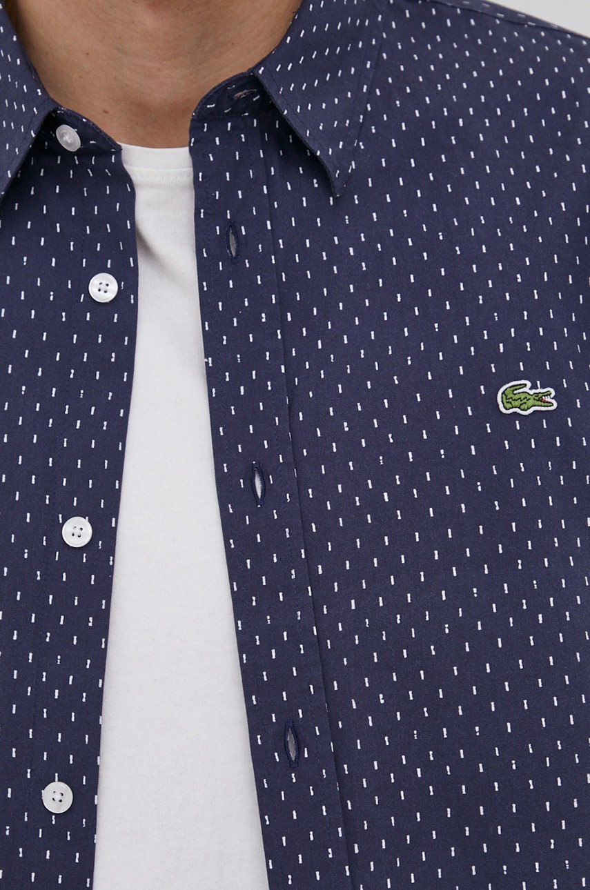 

Бавовняна сорочка Lacoste чоловіча колір синій slim класичний комір