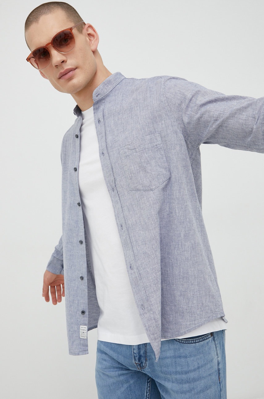 

Памучна риза Cross Jeans мъжка със стандартна кройка с права яка, Син