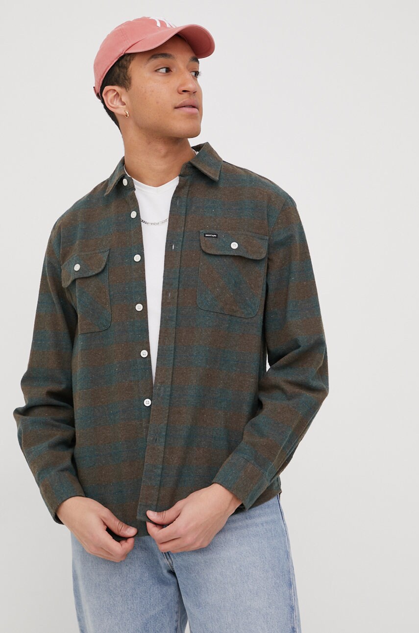 Brixton camasa barbati, culoarea verde, cu guler clasic, regular
