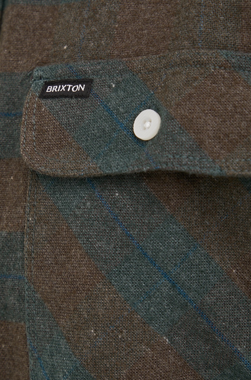 

Рубашка Brixton мужская цвет зелёный regular классический воротник