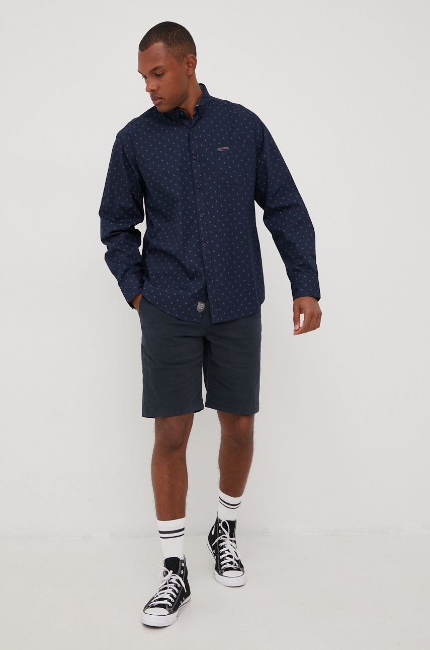 

Бавовняна сорочка Lee Cooper чоловіча колір синій regular комір button-down