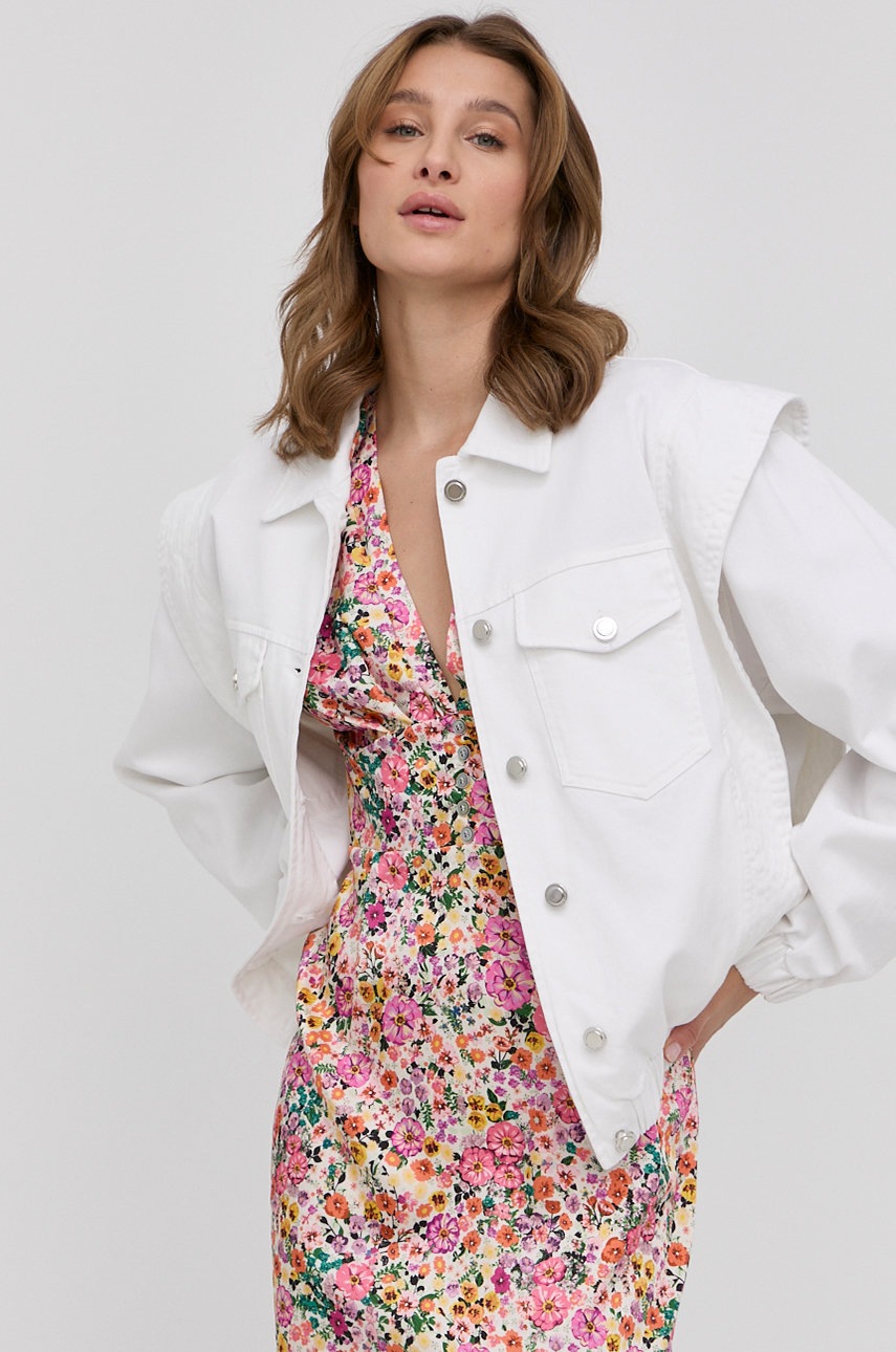 

Джинсовая куртка Silvian Heach женская цвет белый переходная oversize