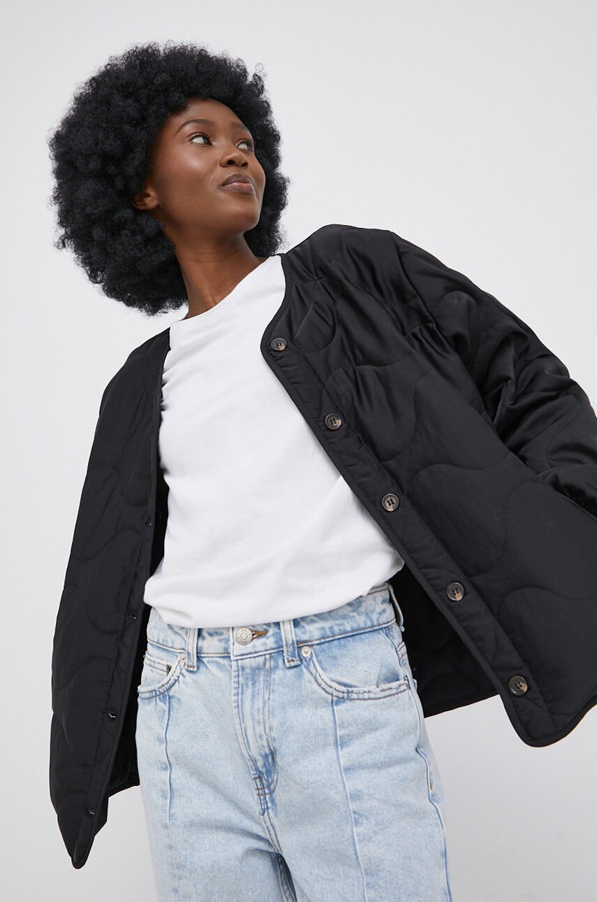 Brixton geaca femei, culoarea negru, de tranzitie, oversize