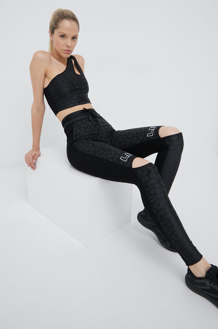 LaBellaMafia legginsy damskie kolor czarny wzorzyste