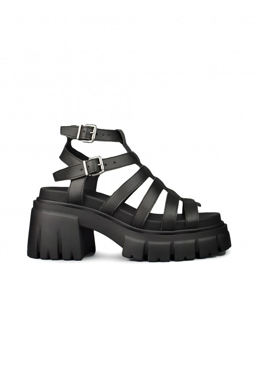 Altercore sandale de piele femei, culoarea negru, cu platforma Altercore imagine noua gjx.ro