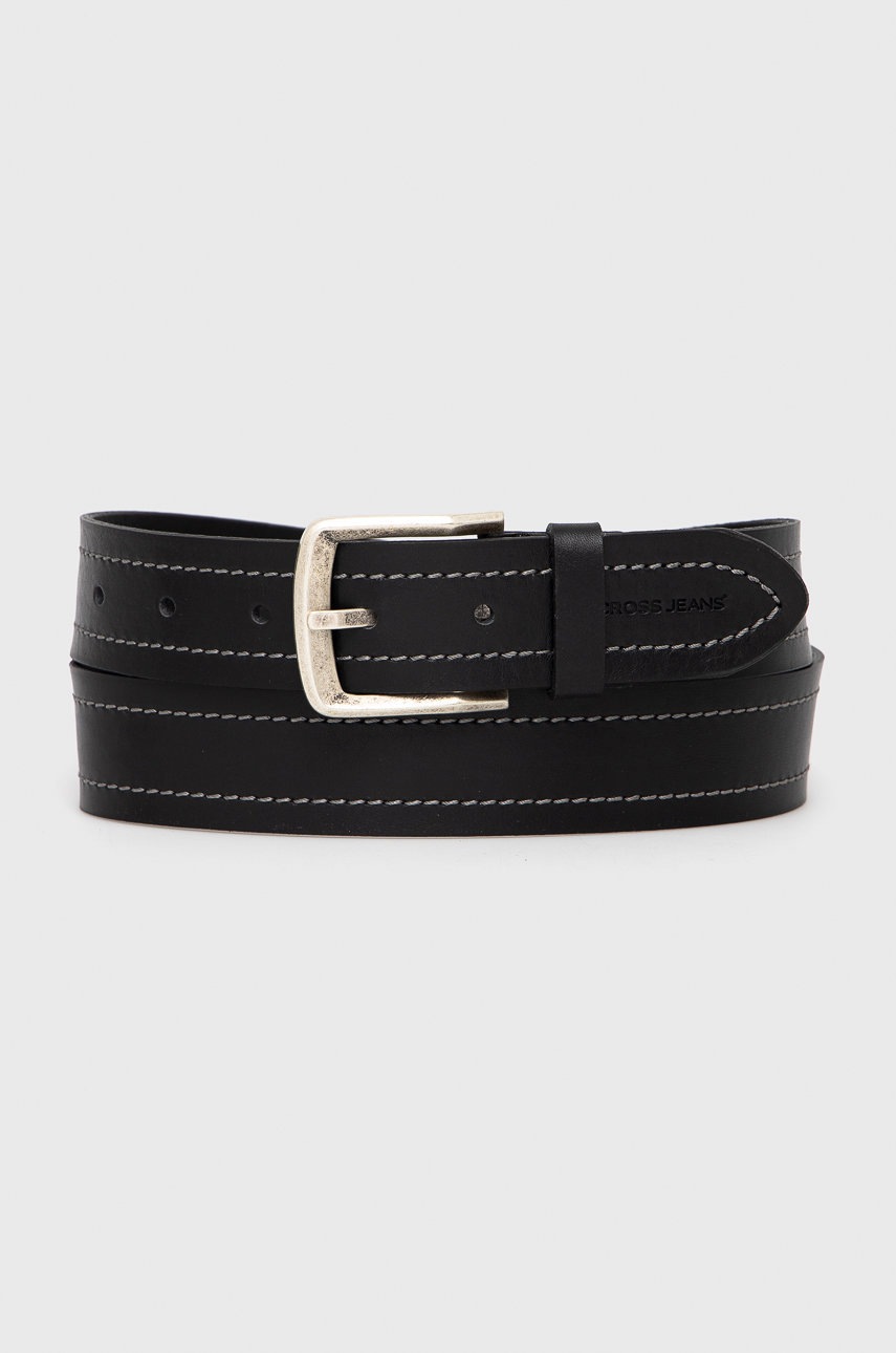 

Кожен колан Cross Jeans мъжки в черно, Черен