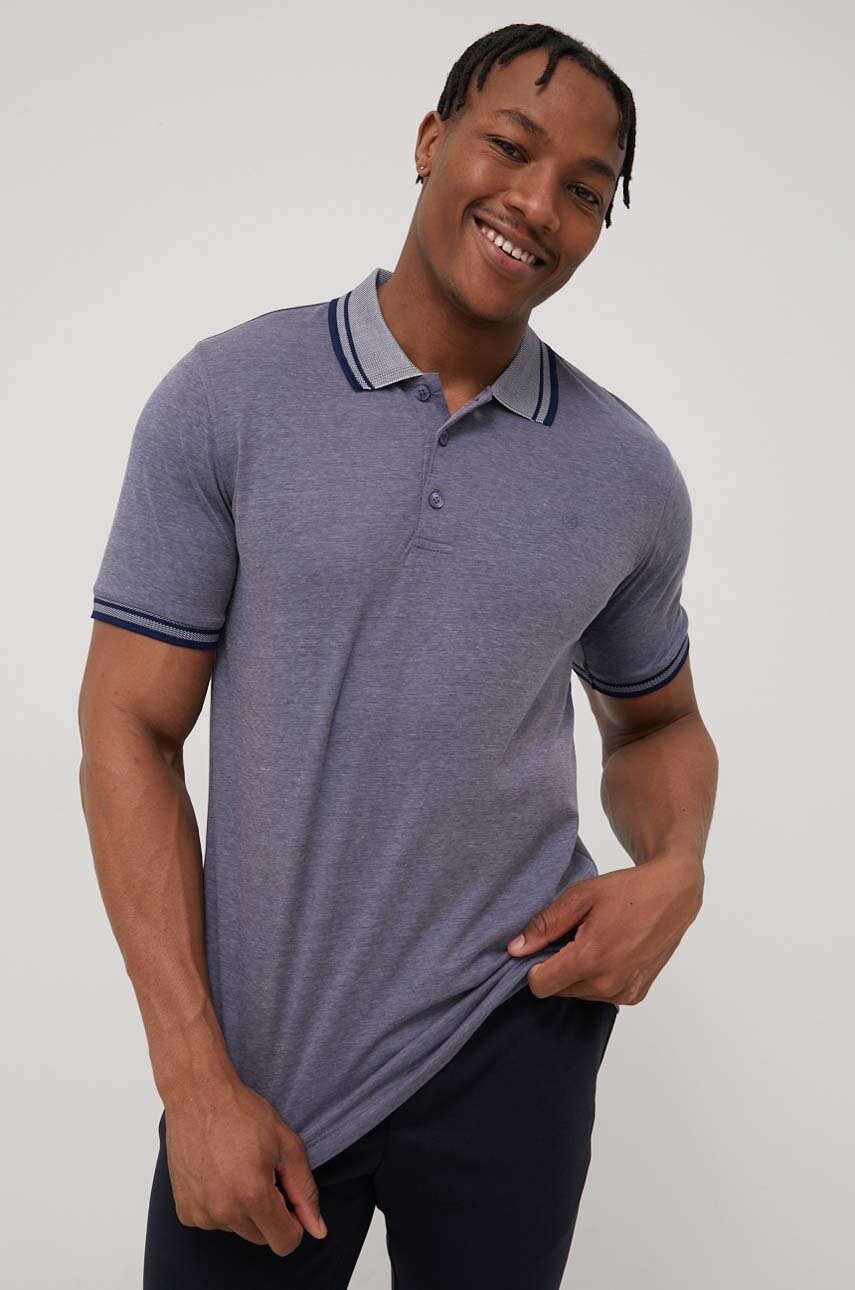 Cross jeans tricou polo barbati, culoarea albastru marin, modelator
