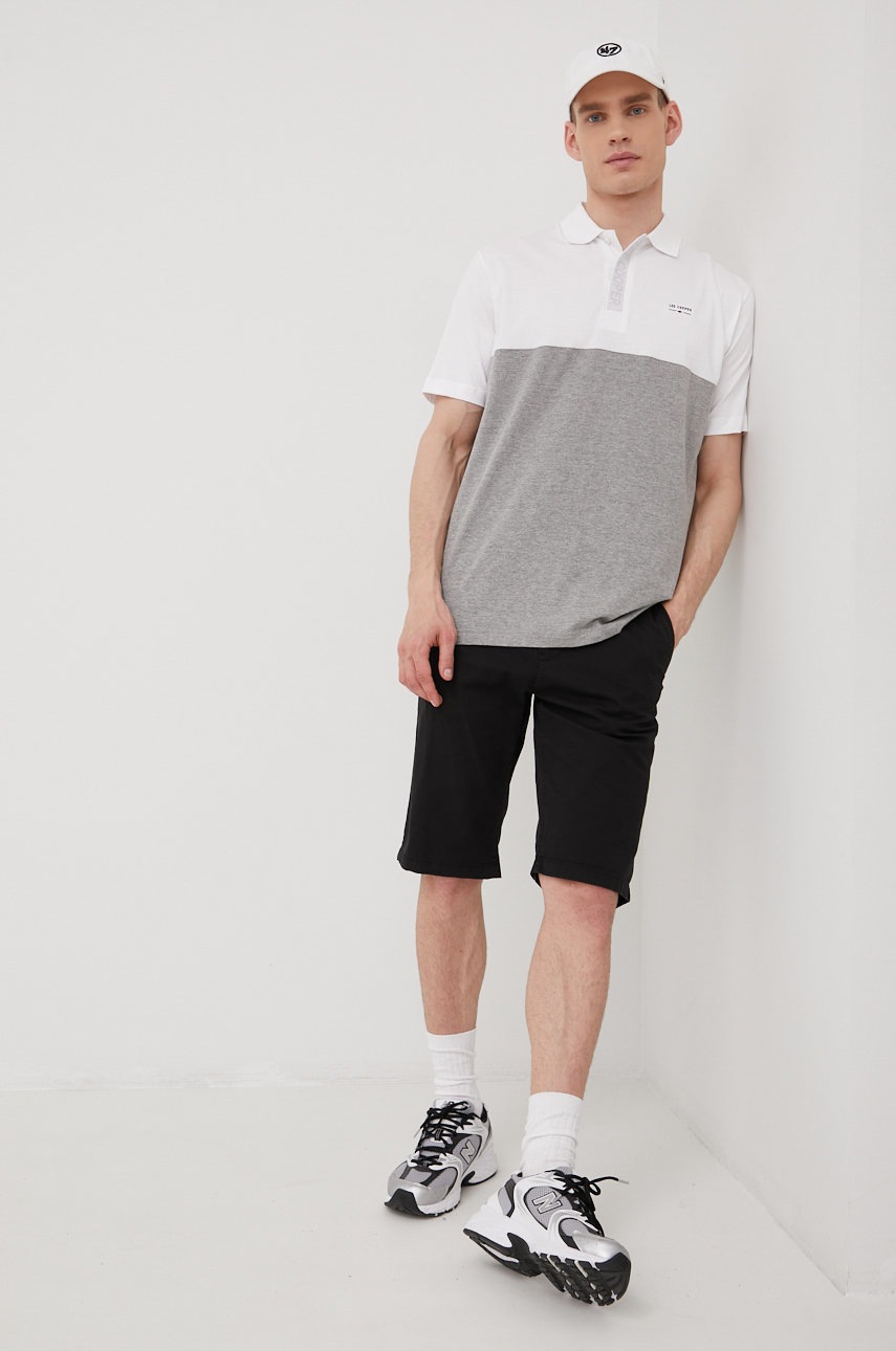 

Памучна тениска с яка Lee Cooper в бяло с апликация, Бял