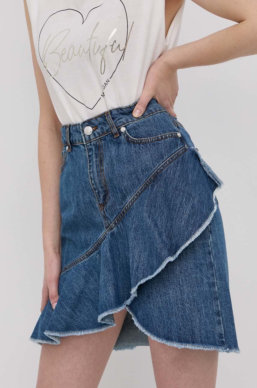 Silvian Heach fusta jeans mini, evazati answear.ro
