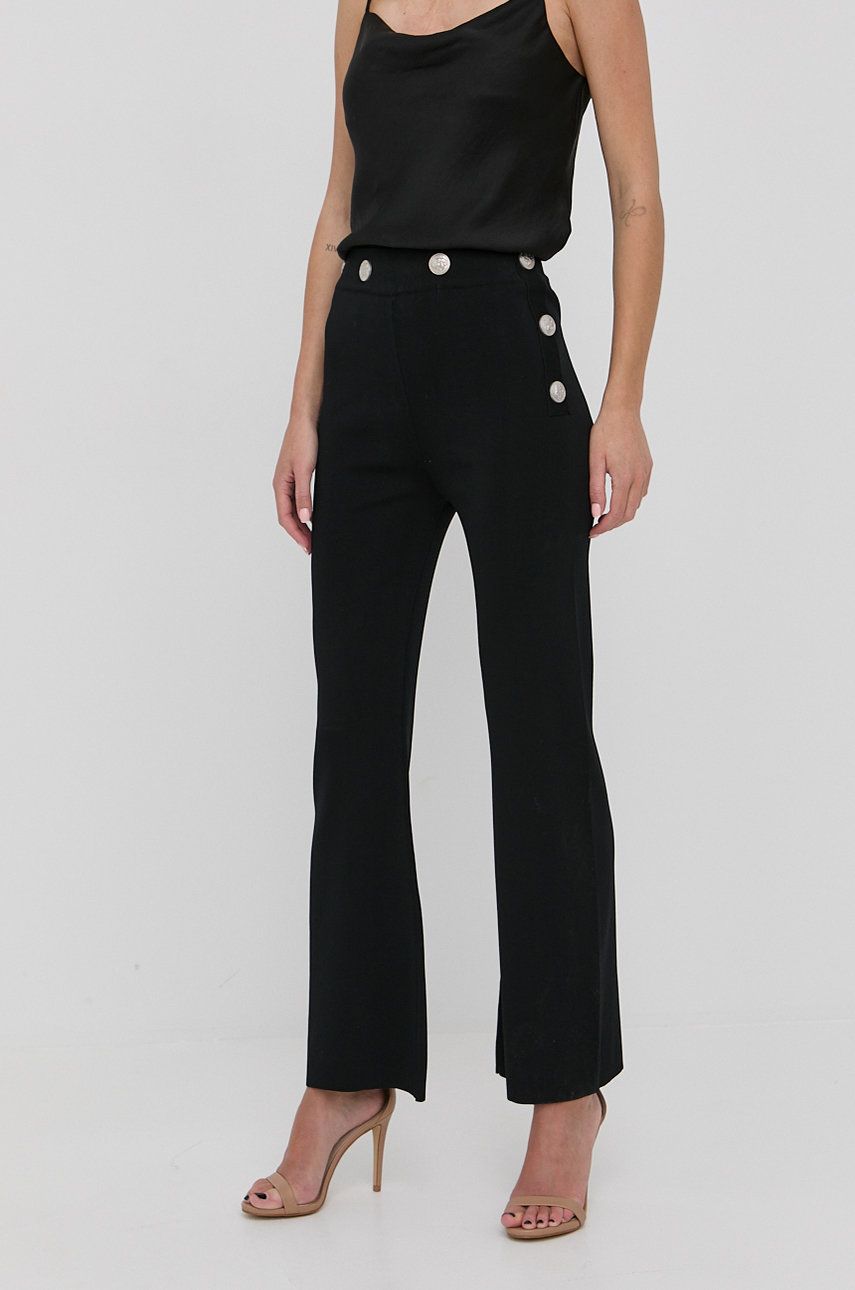 Silvian Heach pantaloni femei, culoarea negru, evazati, high waist answear.ro