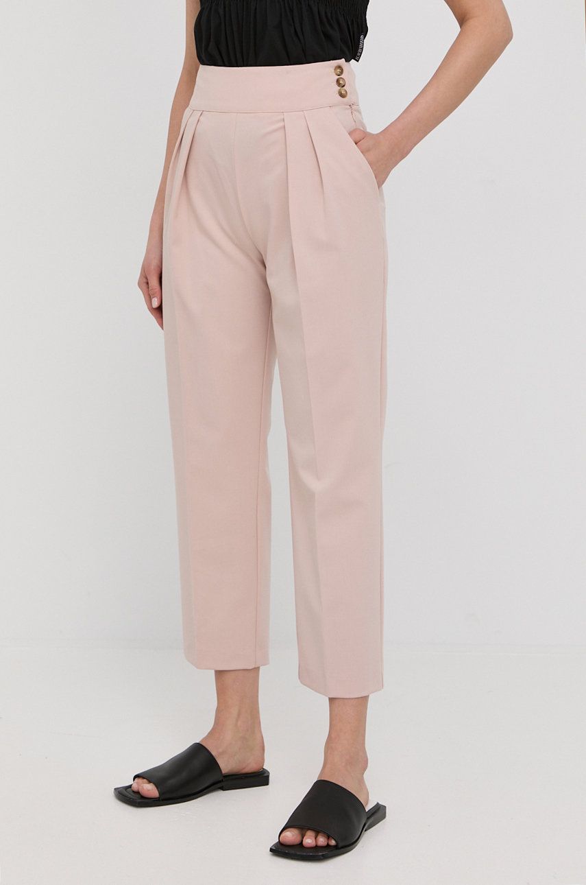 Silvian Heach pantaloni femei, culoarea roz, drept, high waist answear.ro poza 2022
