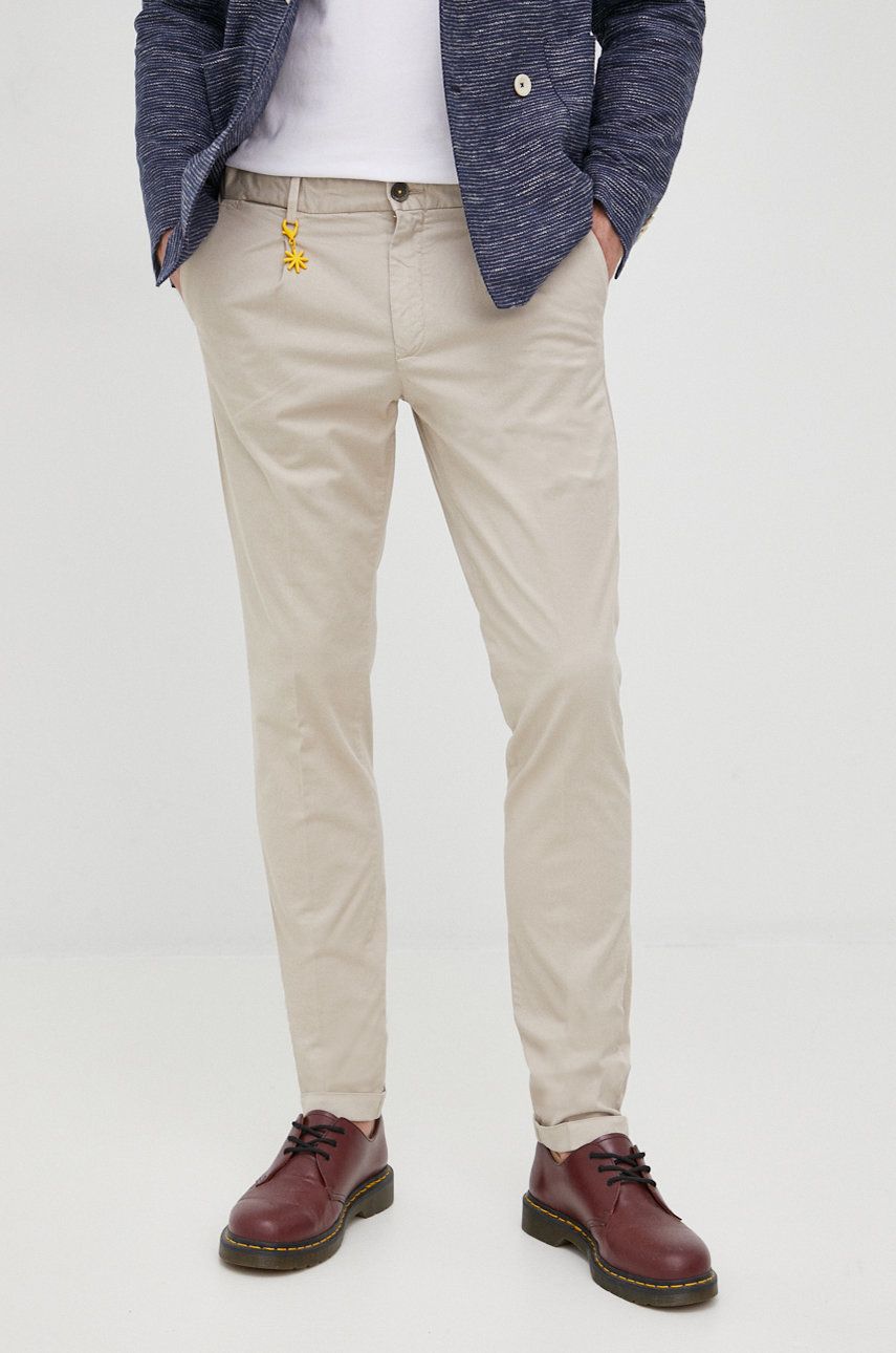 Manuel Ritz spodnie męskie kolor beżowy dopasowane