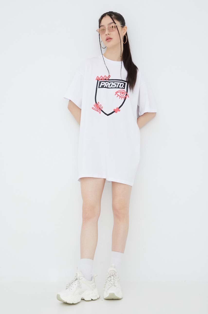 

Бавовняна сукня Prosto колір білий mini oversize