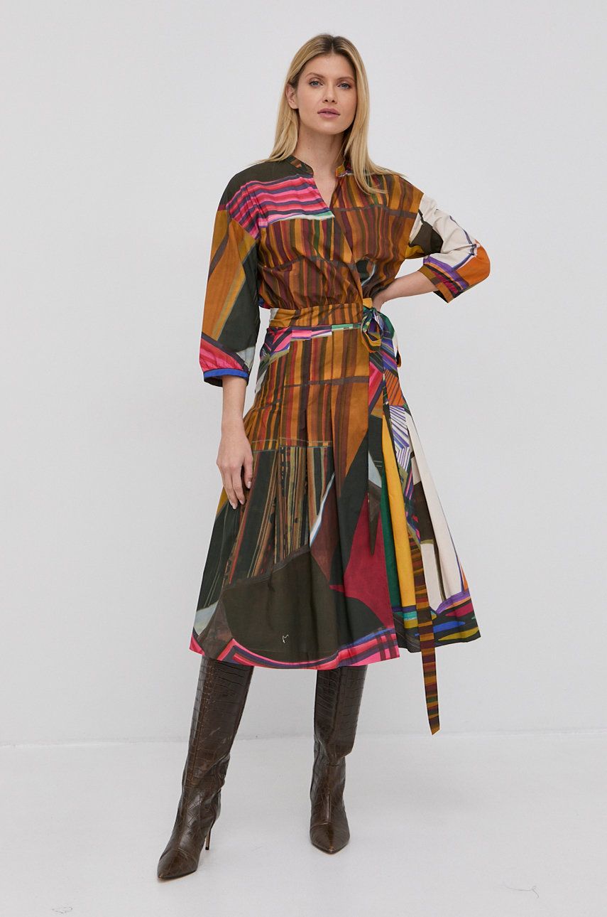 Bavlněné šaty Liviana Conti midi - vícebarevná -  100 % Bavlna